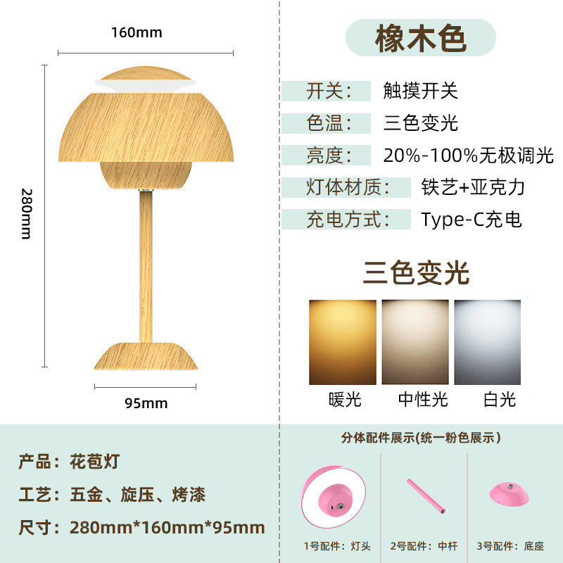 创意ins风氛围灯台灯床头高级感led小夜灯睡觉用餐厅桌面卧室装饰
