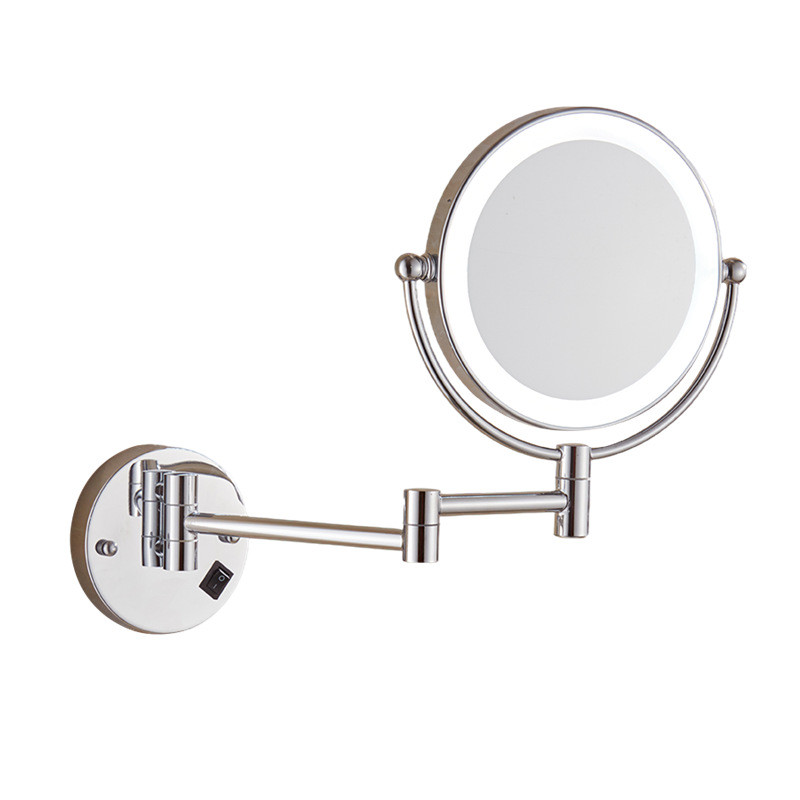 壁挂式带灯美容镜折叠梳妆镜浴室放大伸缩酒店双面led化妆镜子