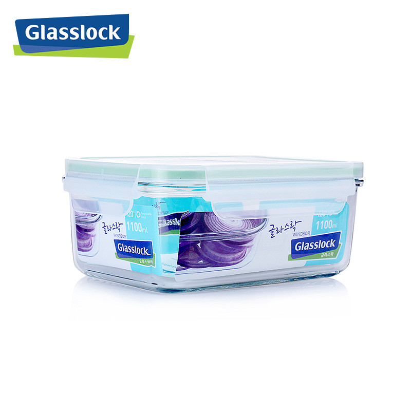 热销glasslock玻璃饭盒微波炉用保鲜盒便当盒rp5181100ml