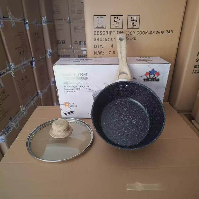 麦饭石不粘奶锅高端出欧品质货18CM不粘奶锅宝宝辅食锅礼品锅具