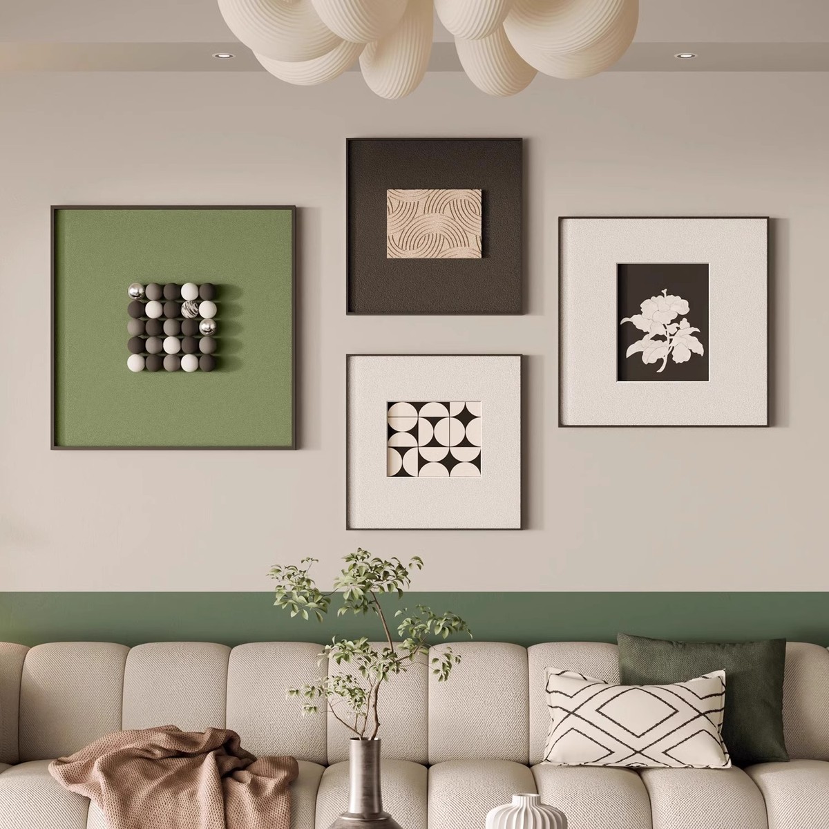 中古风大白抽象艺术挂画高级感客厅装饰画沙发背景墙墙壁画复古