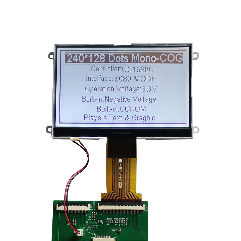 cog液晶屏240128液晶显示模块spi串口240*128点阵u1698u黑白屏3v