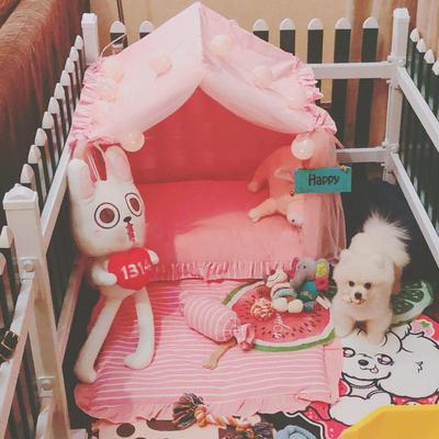 宠物房子帐篷可拆洗宠物用品春夏可爱公主狗窝猫窝小型犬泰迪狗床