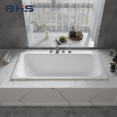 贝鸿斯pmma嵌入式长方形浴缸网红小户型人造石家用成人浴缸龙头套