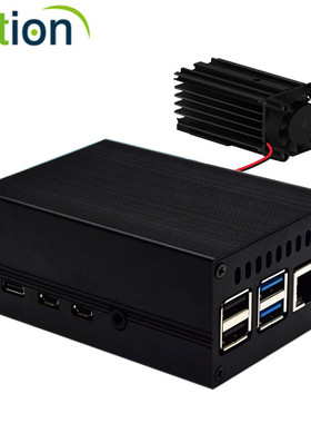 树莓派4金属外壳raspberrypi4B主板铝合金盒子内置散热风扇