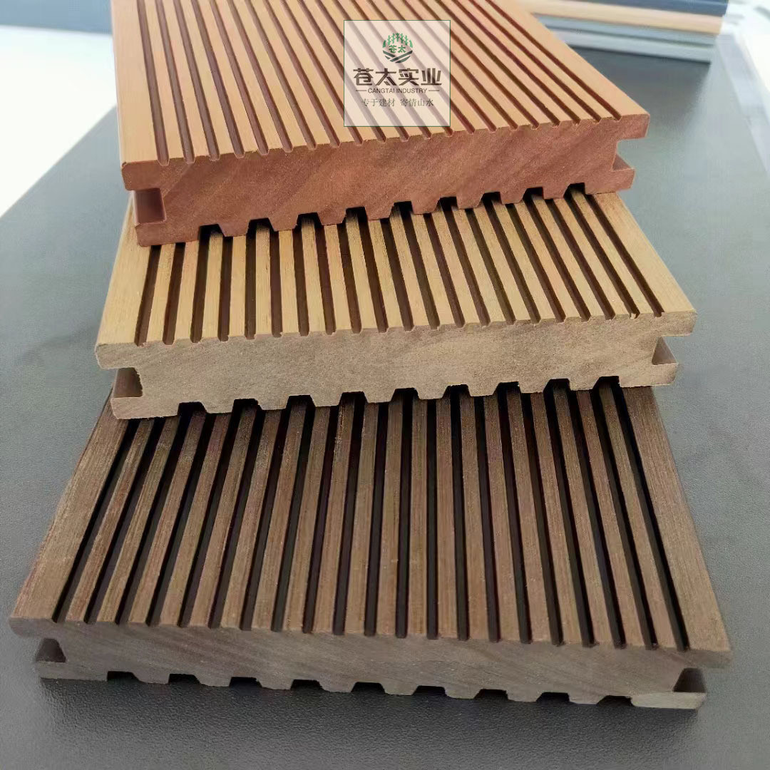 户外塑木地板露台一代庭院花园槽面圆孔/实心地板塑木围栏板