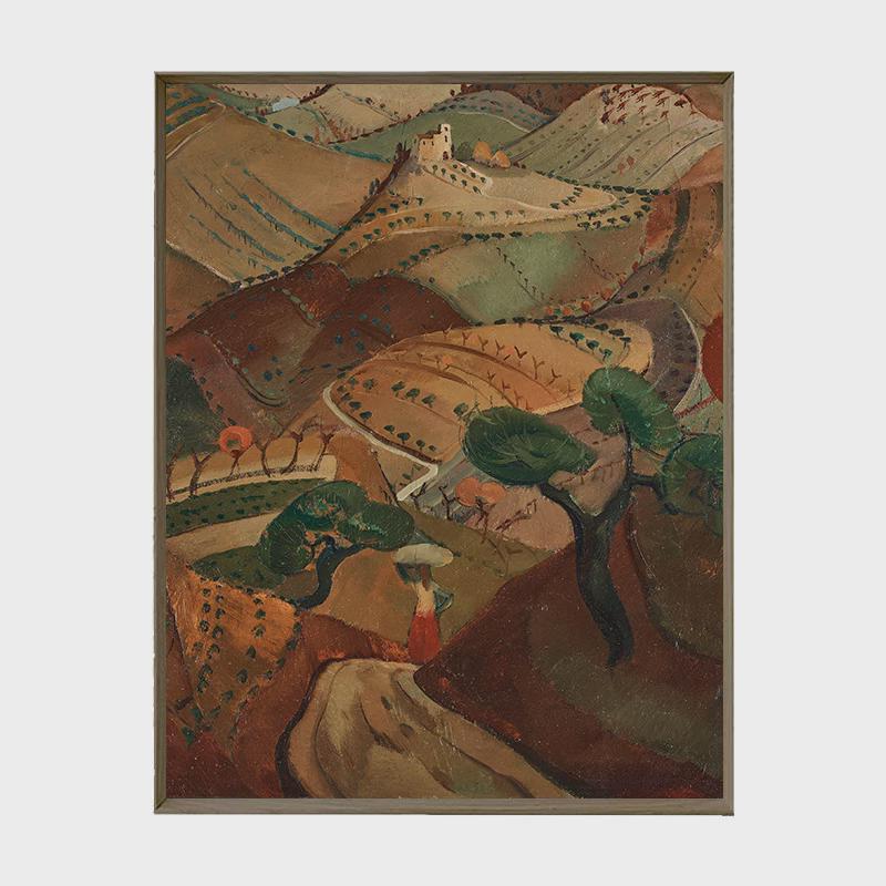 意式沙发背景墙装饰画怀旧复古客厅风景挂画卧室创意抽象画落地画