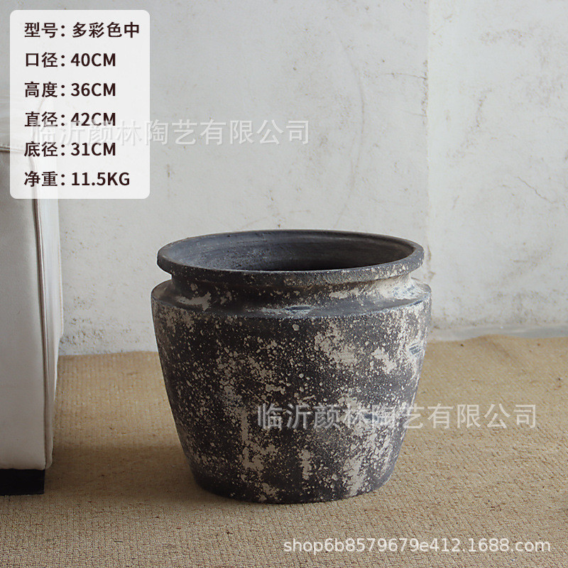 做旧大口径大号大盆仿真绿植种树容器景观装饰造景盆客厅落地花盆