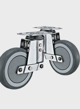中型寸减震轮人造胶tpr轮静音轮3寸4寸5灰色脚轮万向轮带刹车