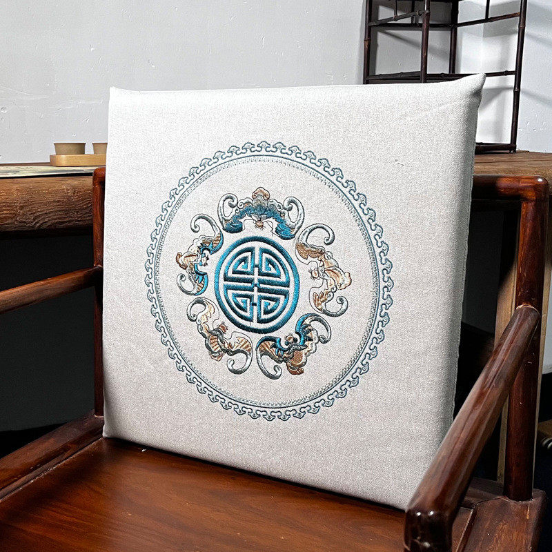 新中式沙发垫子乳胶茶椅屁垫太师椅垫装饰绣花民宿双面坐垫餐椅垫