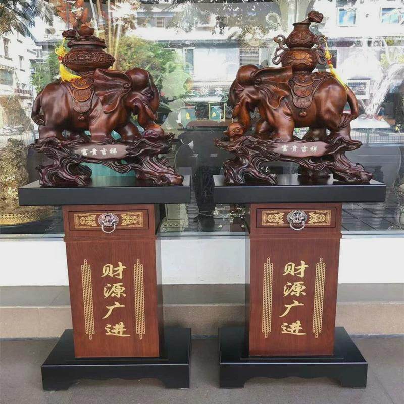 吉祥纳财富贵吉祥纳福一对工艺品大象落地摆件开业家具装饰礼品