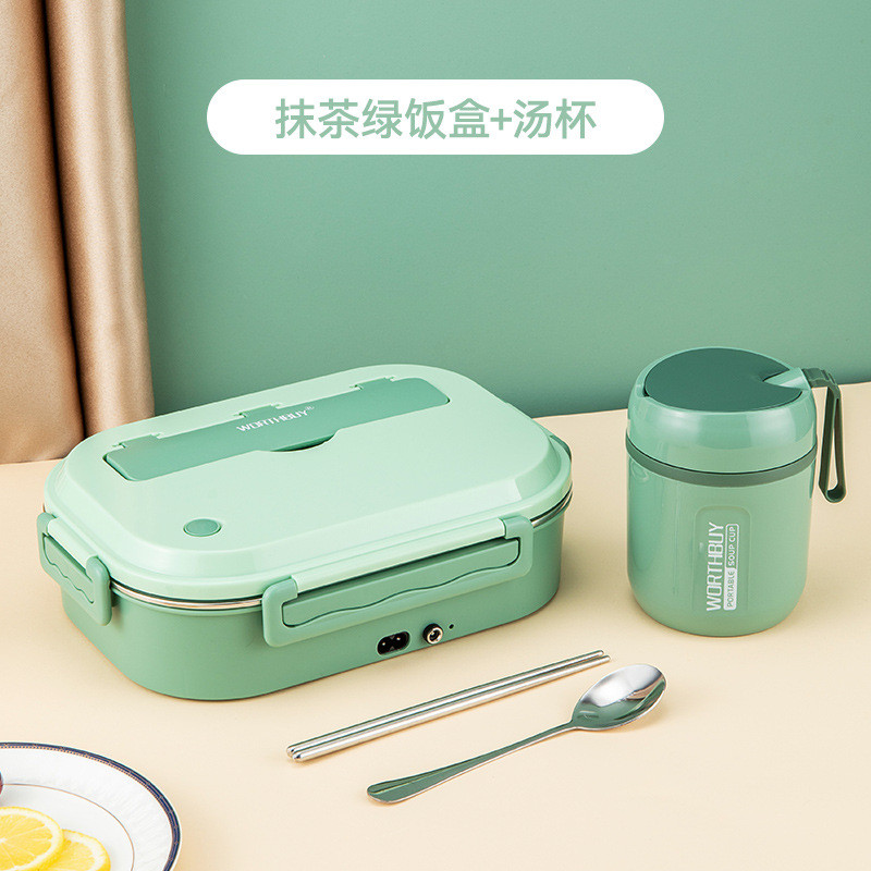 m3no批发电热饭盒自热插电加热不锈钢保温饭盒上班族可便当盒车载