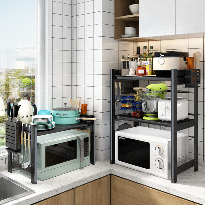 厨房微波炉置物架台面多功能支架家用收纳储物折叠伸缩子（清货）