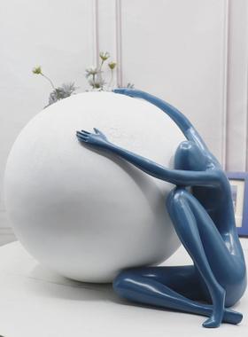 简约现代样板房角几玄关大型雕塑摆件酒店别墅客厅大堂端景台软装