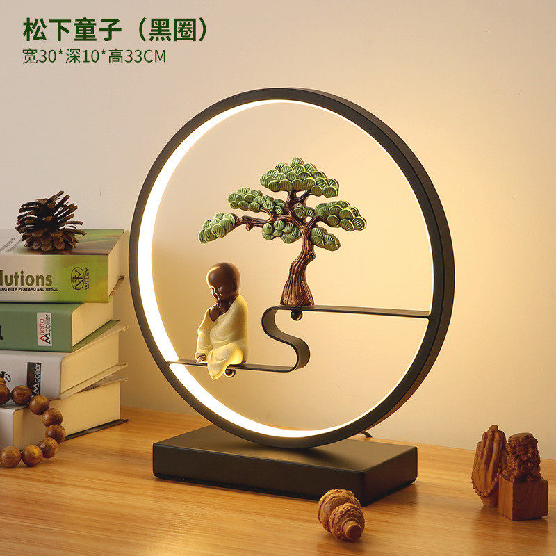 新中式台灯卧室床头书法民宿复古温馨怀旧遥控简约酒店禅意台灯