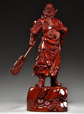 花梨木雕关公像摆件实木关羽武财神家居玄关客厅办公工艺礼品装饰