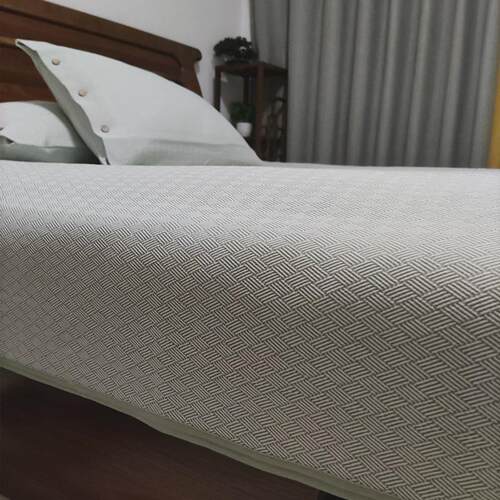 Q683提花老粗布凉席三件套加厚加密1.8m床冬夏季可用亚麻粗布