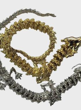 龙活动摆件纯黄铜约32厘米长龙可活动中国龙神龙车内饰品摆件实心