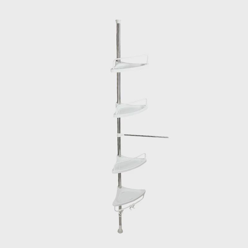 顶天立地不锈钢置物架四层伸缩架浴室转角三角架浴室墙角收纳架子