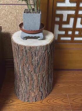 实木树墩摆件原木凳子桩树墩底座原木木桩树桩天然圆松木树墩子