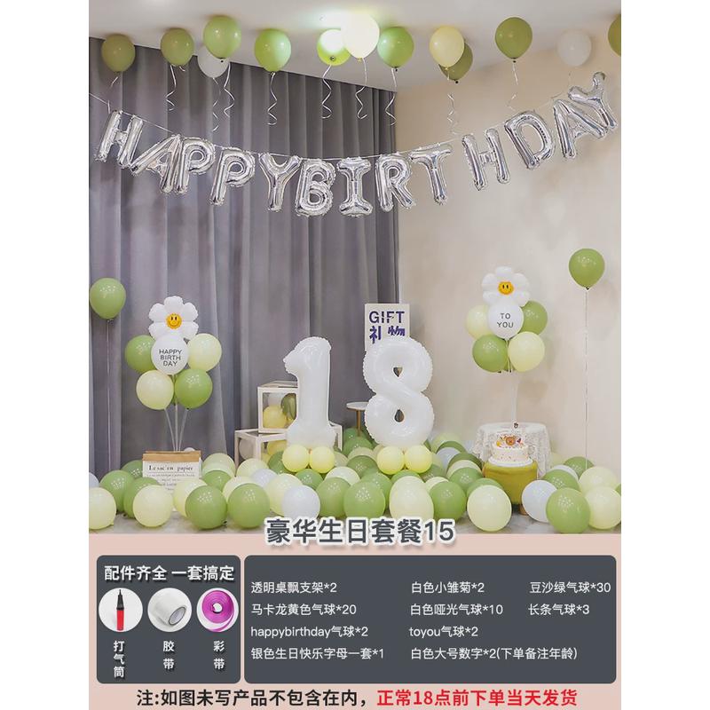 网红男孩女孩生日快乐装饰品场景布置18岁10岁派对背景墙气球用品