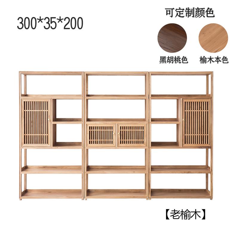 陈列柜博古架实木多宝阁茶叶展示柜置物架子老榆木书架新中式货架