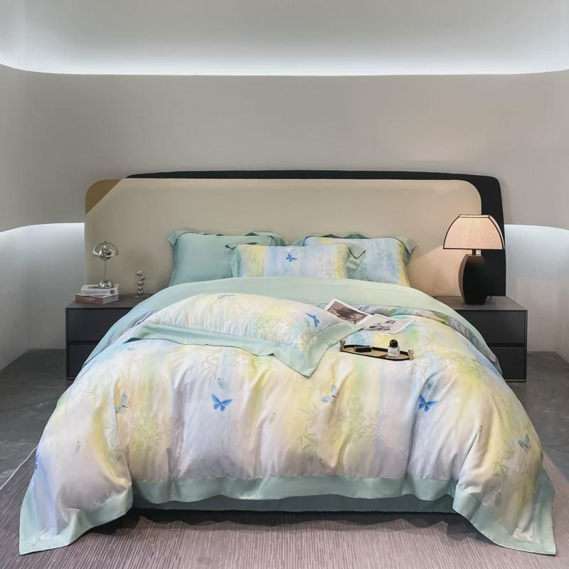 TENCEL莱赛尔纤维100支天丝四件套夏季印花床上用品冰丝被套裸睡4