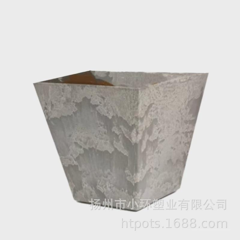 北欧方盆木头复古石纹大号大口径花盆盆栽绿植种树客厅塑料落地