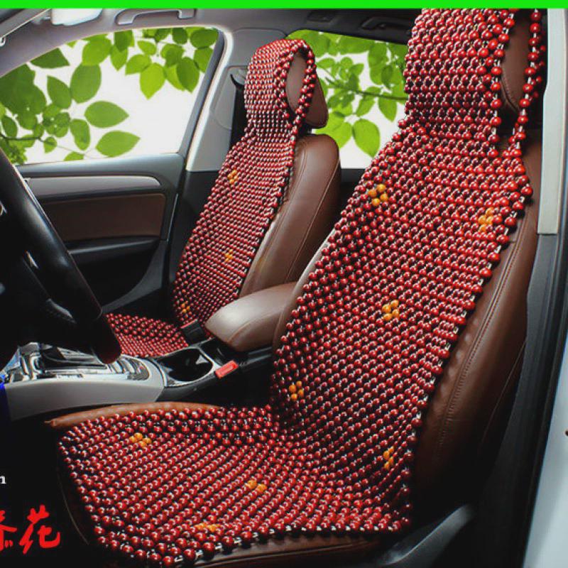 5Qj夏季汽车座垫木珠单片实木凉垫面包车圆珠子前排靠背单座货车