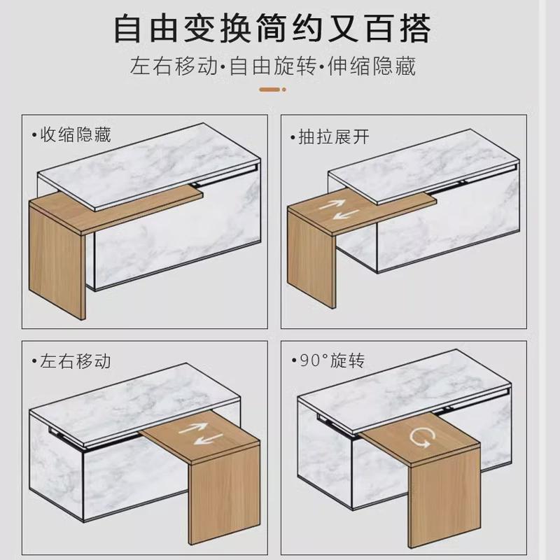平移旋转折叠五金配件桌隐形书桌导轨托架移动式开放岛台餐桌滑轨