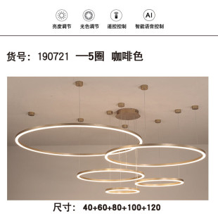 輕奢主臥室餐廳圓環客廳吊燈燈具燈飾 形現代極簡約大氣2023年新款