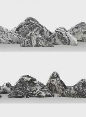 雪浪石切片组合石室内造景天然石头装饰品石头山摆件庭院新中式
