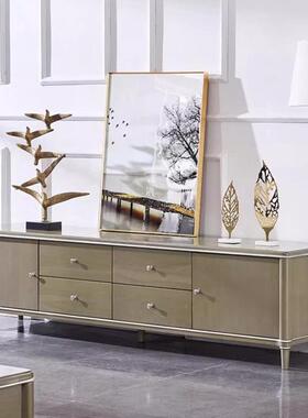 美式电视柜轻奢后现代矮柜实木简约地柜柜子小户型客厅储物柜