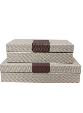 现代简约皮质小编织纹装饰盒首饰收纳盒样板间衣帽间梳妆台摆件