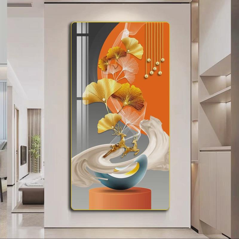 轻奢抽象中式玄关装饰画走廊过道挂画北欧寓意好入户进门装饰画