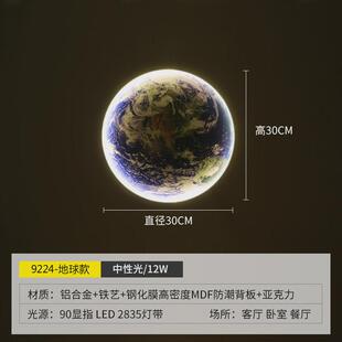 地球壁灯现代轻奢创意艺术灯客厅背景墙装饰灯极简壁画卧室床头灯