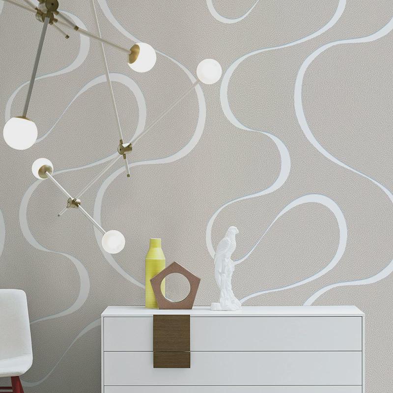 北欧波浪纹曲线条纹壁纸现代简约客厅卧室电视墙背景墙纸高级感