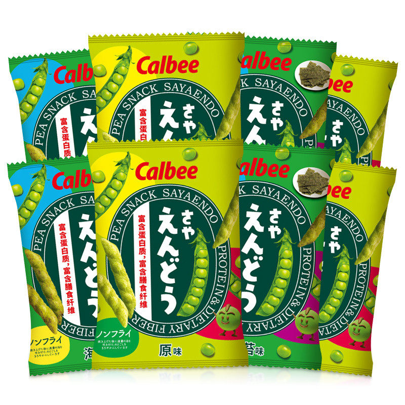 新日期泰国进口卡乐比豌豆脆4袋calbee海苔味蔬菜条米条膨化零食