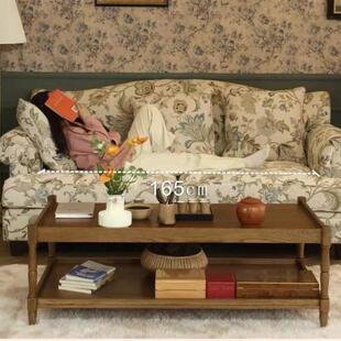 美式沙发客厅单双三沙发组合提花布艺阳台沙发椅复古高密度沙发