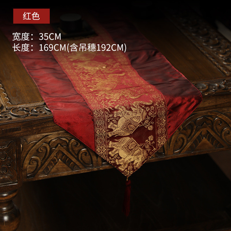 x6ro批发东南亚风格桌旗泰式禅意防水长条茶台布艺茶席茶几桌布茶