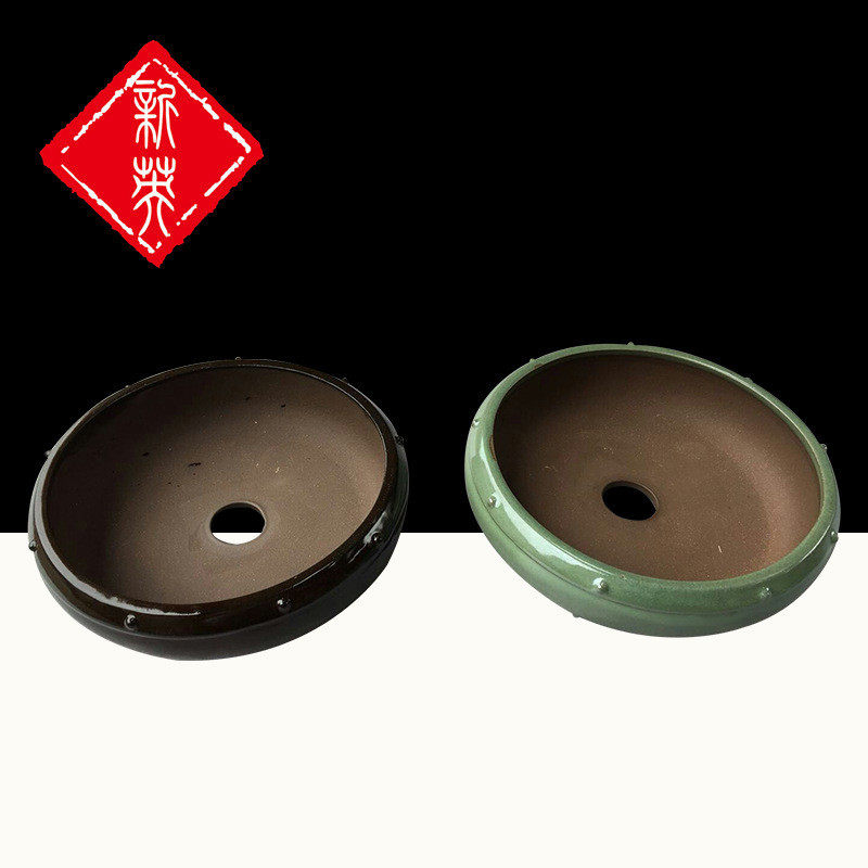 厂家直销简约圆形多色陶瓷盆陶瓷上釉紫砂花盆家居室内种植花草
