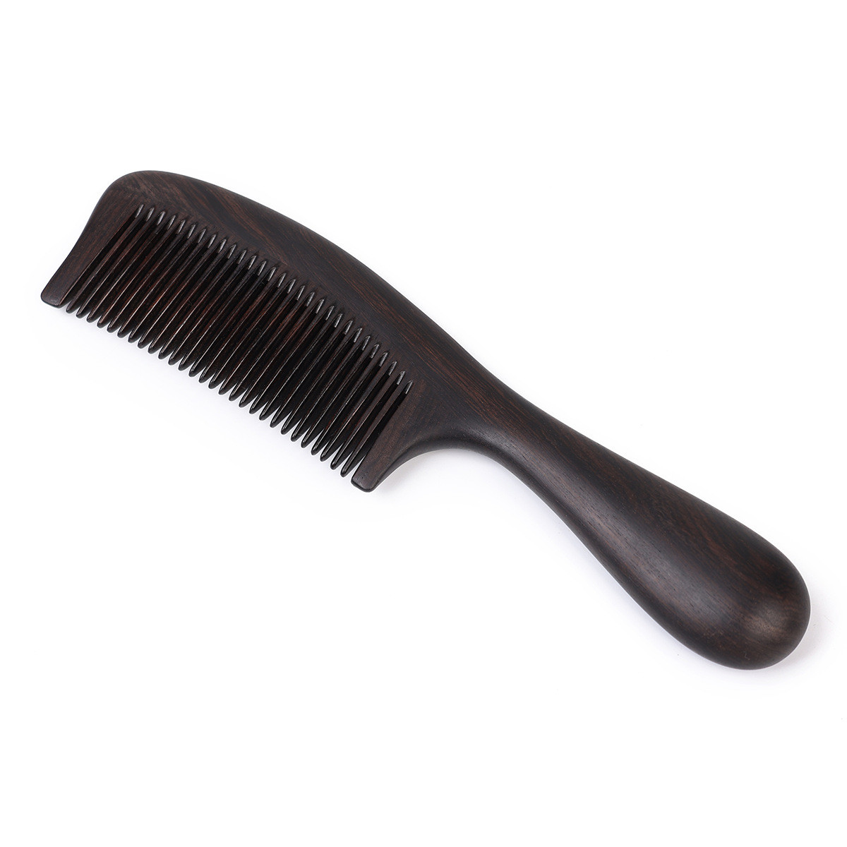 大号乌木长柄密齿木梳 紫光檀木细齿梳 家用黑檀卷发静电梳子女士