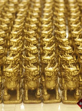 铜财富麒麟摆件财礼品麒麟款大小号一对金属工艺品福