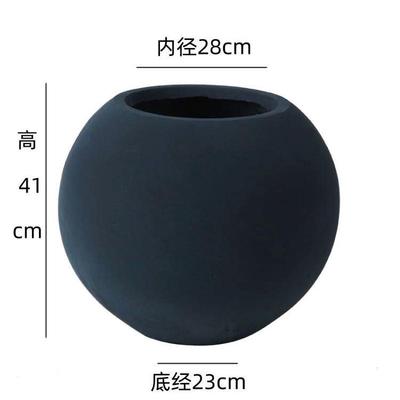 镁泥花盆球形花盆室内落地式北欧大号绿植盆栽黑金刚专用客厅简约