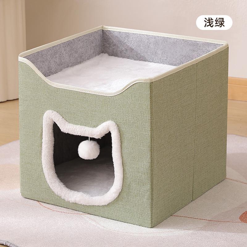 猫窝可折叠收纳猫房子别墅四季通用带猫抓板保暖猫窝宠物用品