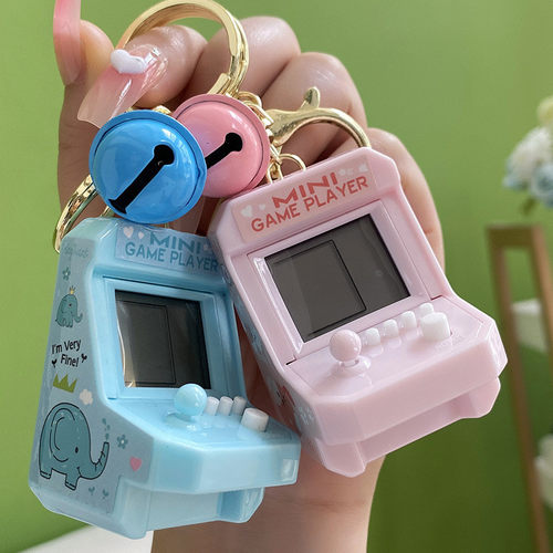 迷你电子游戏机俄罗斯方块怀旧复古像素小型掌机钥匙扣挂件玩具