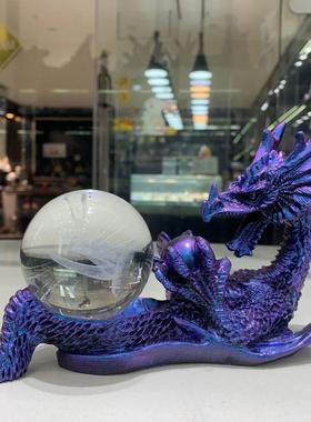 货源树脂工艺品龙球托水晶球底家居摆件
