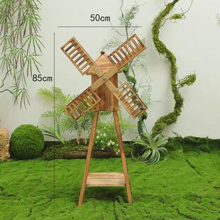 实木风车摆件花园微景观庭院装饰创意森系摆设幼儿园环境布置新品