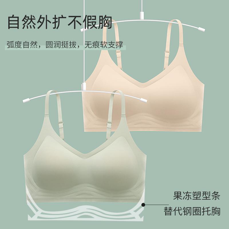 无痕内衣女薄款夏季大胸显小聚拢无钢圈胸罩运动美背心式文胸超薄