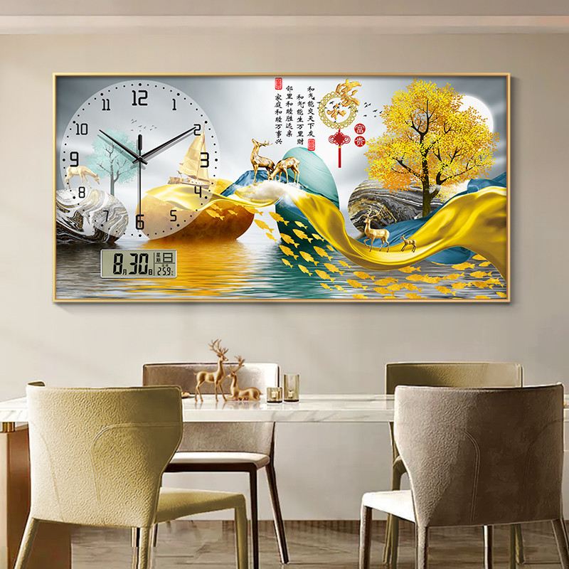 29n轻奢麋鹿大尺寸配电箱带时钟遮挡电表箱装饰画多媒体开关盖板